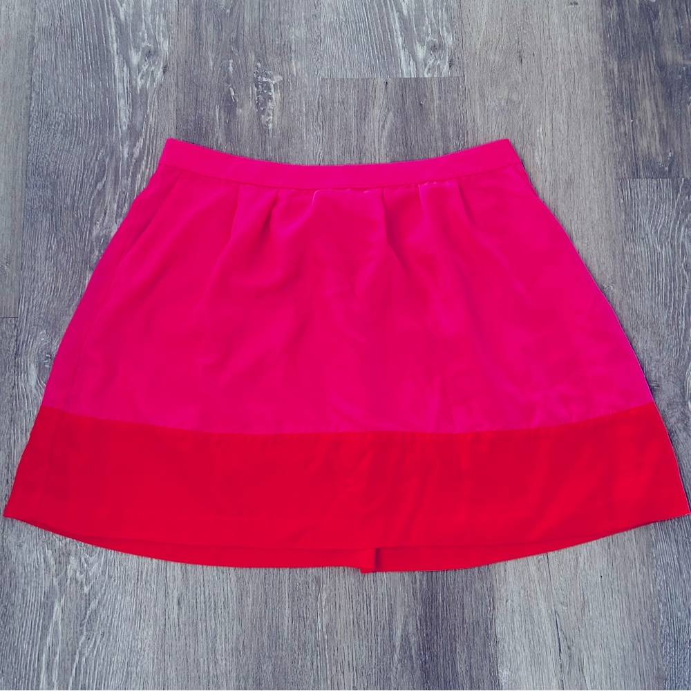 J. Crew Vibrant Pink and Orange Pleated Skater Skirt Size 14